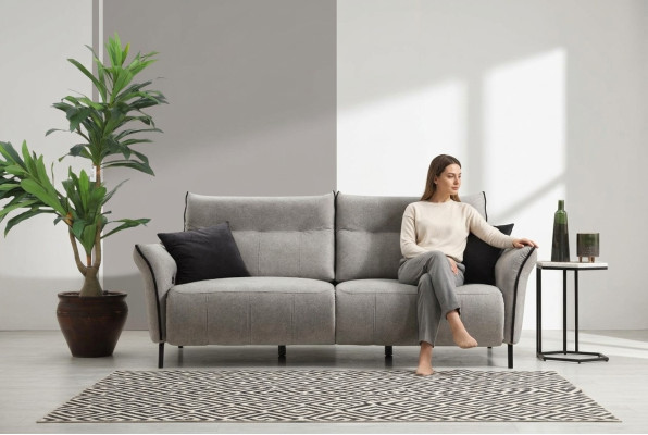 Luxe driezits bank bank designer modern gestoffeerd textiel nieuw meubilair