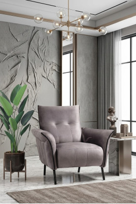 Ontwerper fauteuil Woonkamer meubels Modern luxe fauteuil Grijs gestoffeerd textiel