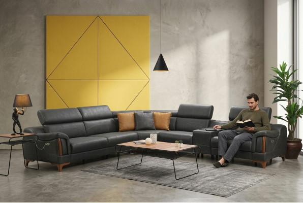 Hoekbank Luxe Bank L-Vorm Nieuw Meubels Woonkamer Ontwerper Modern Textiel