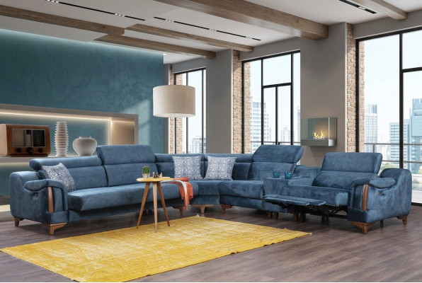 Luxe stoffen hoekbank L-vormig modern design meubilair voor de woonkamer