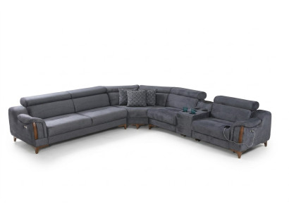Grijze hoekbank woonkamer Luxe bank L-vorm modern design meubels textiel