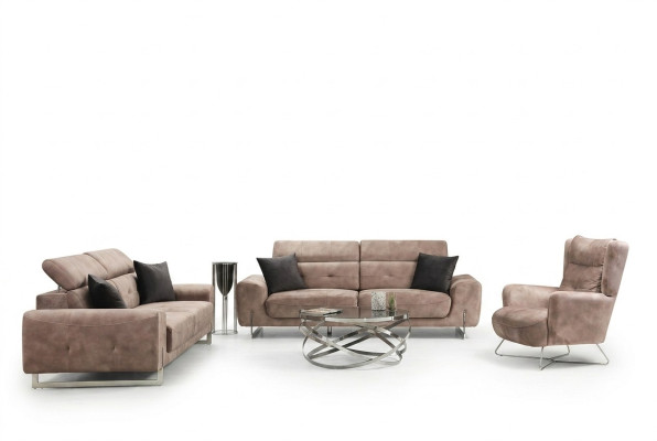 Sofaset Driepersoonsbanken Woonkamer Fauteuil Modern Design Textiel