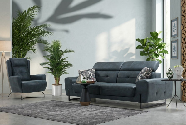 Sofa set 2-delige driezitter bank woonkamer design fauteuil textiel meubels