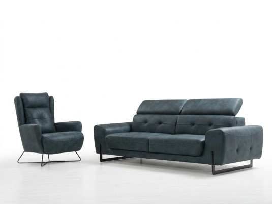 Sofa set 2-delige driezitter bank woonkamer design fauteuil textiel meubels