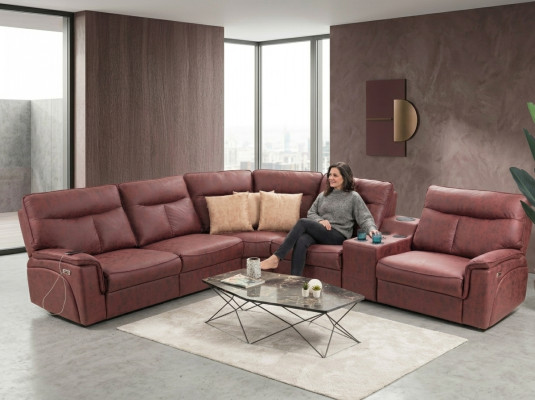 Hoekbank L-vorm Design Woonkamer Luxe Zitmeubels Modern Rood Meubels met Bekleding