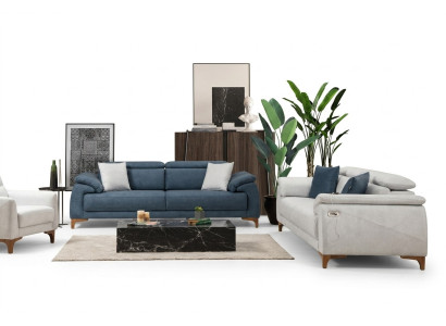 Moderne driezitsbank 2x banken bankstel compleet textiel meubelontwerp