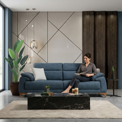 Bank Bank Woonkamer Modern Meubilair Driezitter Blauwe Bank Design