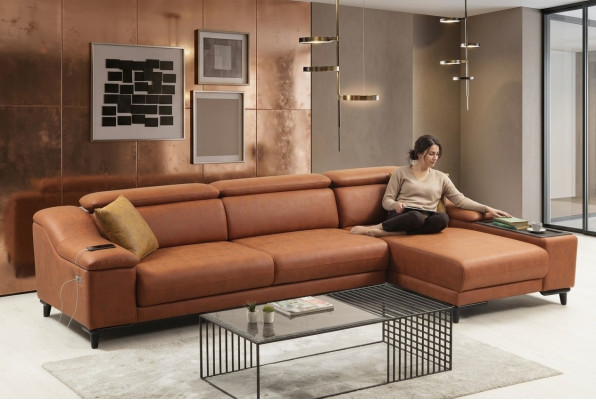 Woonkamer hoekbank Modern L-vorm Bank Bank Samenstelling Bekleding Nieuw