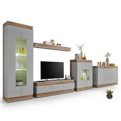 Woonkamerset van 5 stuks TV-standaard Moderne Vitrine Houten Meubels Luxe Commode Nieuw