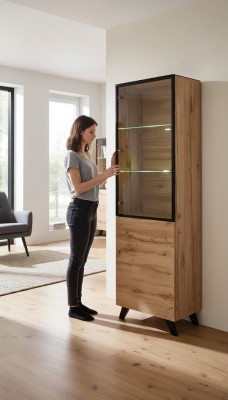 Woonkamer Luxe Vitrine Kast Hout Modern Meubilair Designer Inrichting