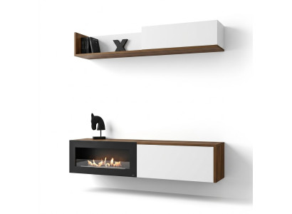 Woonkamer tv-standaard met open haard wandmeubel wandplank houten meubels nieuw  Woonkamer tv-standaard met open haard wandmeubel wandplank houten meubels nieuw