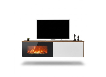 Moderne tv-standaard met open haard, luxueuze woonkamer nieuw design meubels van hout.