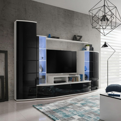 Zwart woonkamermuur woonkamer luxe set vitrine tv-standaard houten meubels nieuw