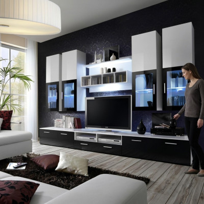 Modern design woonwand houten muurrekken compleet tv-meubel inrichting
