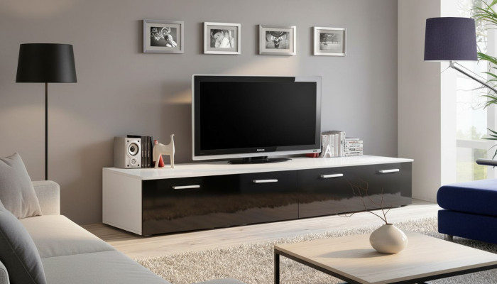 Ontwerper woonkamer TV-standaard luxe inrichting modern design houten meubels.