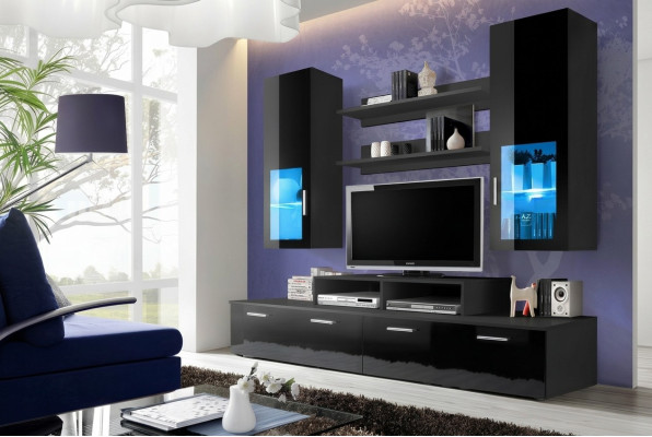 Woonwand hout stijl modern luxe woonkamer meubels wandkast compleet