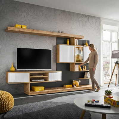 Bruine woonkamer inrichting luxe woonkamer designer tv-standaard meubels nieuw