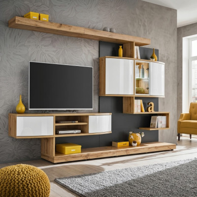 Bruine woonkamer inrichting luxe woonkamer designer tv-standaard meubels nieuw