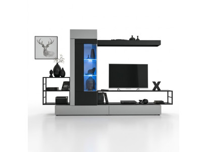 Moderne design woonwand tv-standaard houten wandplanken luxe woonkamerinrichting