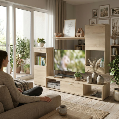 Woonkamermeubel Moderne vitrine TV-standaard Woonkamer wandplanken Nieuw