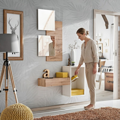 Gang kapstok meubels moderne design muur inrichting hout nieuw hal