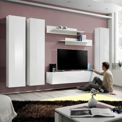 Complete set 6 delig Wit wandmeubel TV-standaard Woonkamer inrichting