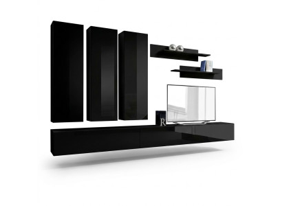 Compleet set 7-delig Zwart woonwand wandkast houten meubels luxe meubels nieuw