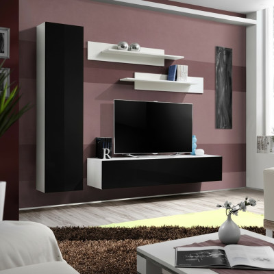 Luxe woonwand, ontwerper tv-standaard, dressoir, woonkamer inrichting, 4-delige set.