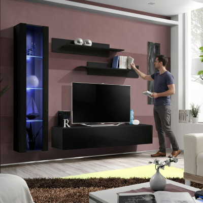 Woonkamer meubels Zwart Compleet Set Woonkamer Designer Hangende Vitrine Meubels  Woonkamer meubels Zwarte Complete Set Woonkamer Designer Hangende Vitrine Meubels