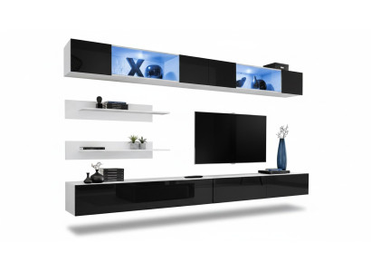 Woonkamerset 6-delig Luxe woonwand wandkast 2x tv-standaard ontwerp inrichting.   Translate to: Woonkamerset 6-delig Luxe woonwand wandkast 2x tv-standaard ontwerp inrichting.