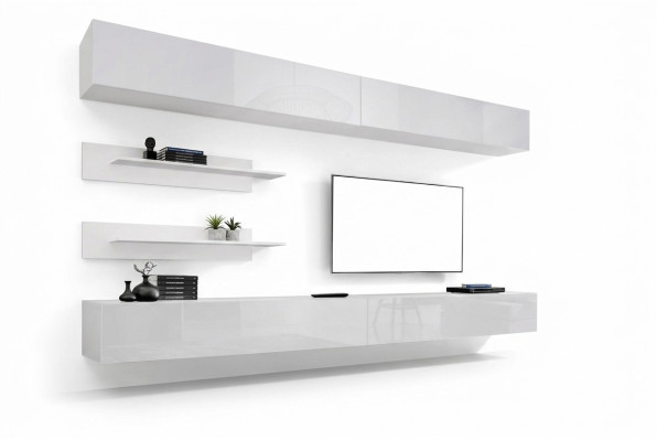 Wit woonkamer wand set 6-delig - luxe modern houten meubilair - wandkast tv-standaard