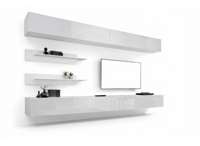 Wit woonkamer wand set 6-delig - luxe modern houten meubilair - wandkast tv-standaard