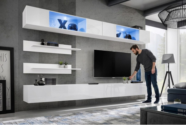 Complete woonwand Modern Hout Meubel Design Woonkamer Inrichting Planken