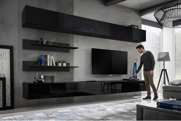 Woonkamer wandplank set van 6 stuks. Design woonwand wandkast ontwerp.