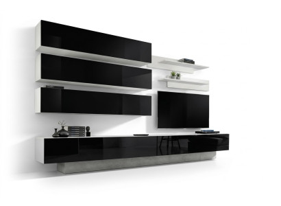 Set van 7 delen. Ontwerper woonkamer wandmeubel wandkast dressoir tv-standaard Nieuw