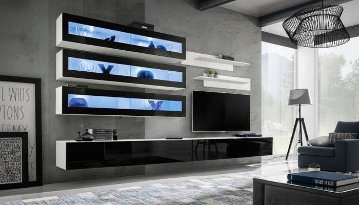 Wit luxe woonkamer wandmeubel meubels 3x wandkast tv-standaard