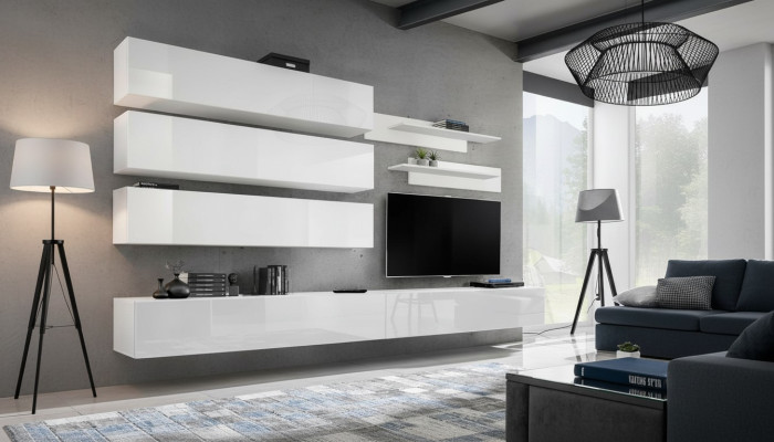 Designer woonkamer set wandplanken woonwand rek tv-standaard set 7-delig.