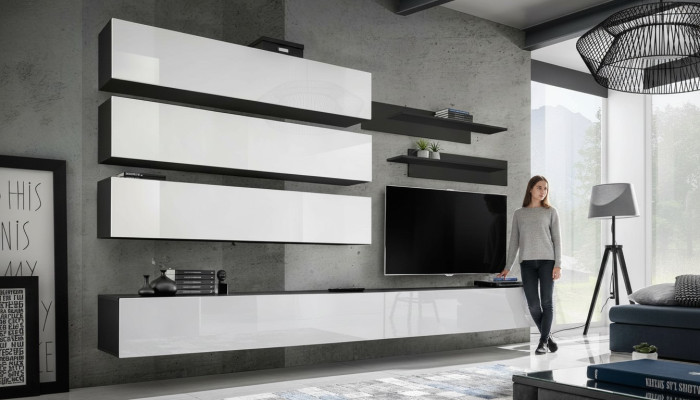 Woonkamermeubels Luxe woonwand designer set TV-standaard wandkast.  (Living room furniture Luxe living wall designer set TV stand wall cabinet.)