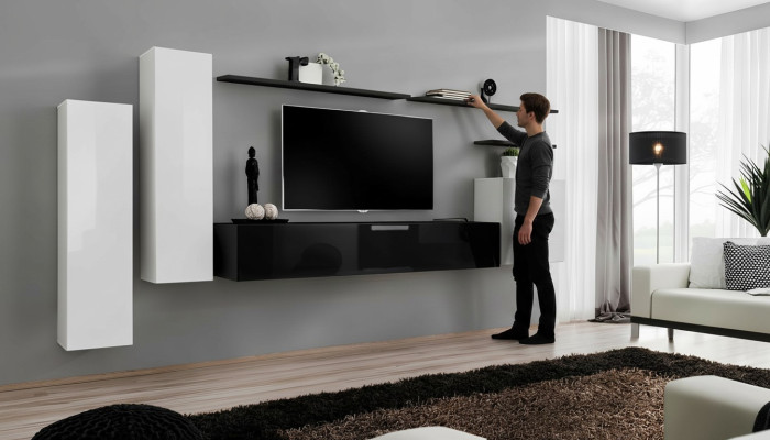 Woonkamerwand wandkast kast tv-standaard dressoir plank woonkamer inrichting