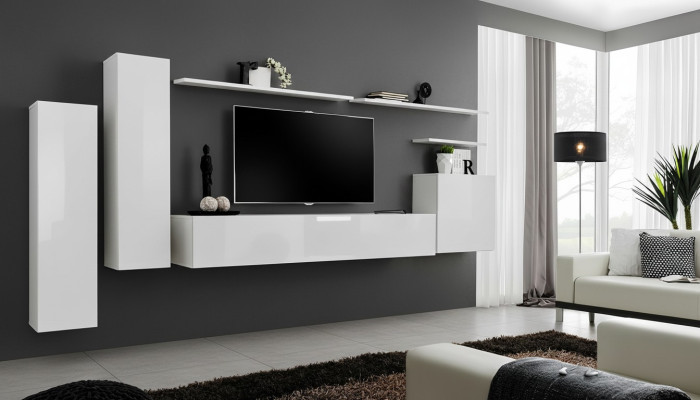 Woonkamer woonkamerset 7-delig dressoir wandplank wit tv-standaard wandkast.