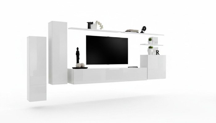 Woonkamer woonkamerset 7-delig dressoir wandplank wit tv-standaard wandkast.