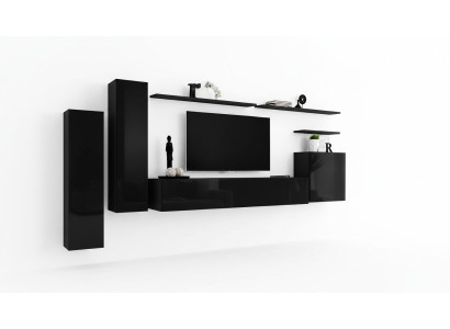 Complete set van 7 stuks Zwart woonkamer TV-standaard Woonkamer ontwerpwandscherm