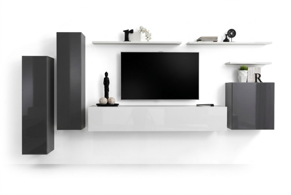 Wandmeubel Grijs Meubels Woonkamer Designer Luxe TV-standaard Hout Wandplank Compleet