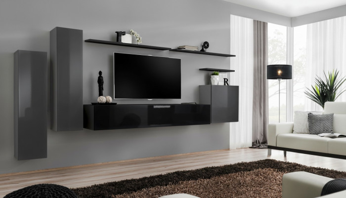 Luxe woonkamer Moderne designmeubelen Grijze wandmeubel TV-standaard Wandplank
