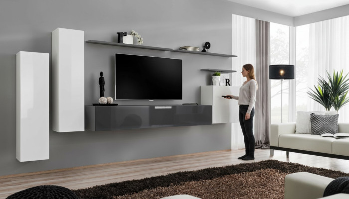 Set van 7 delen woonkamer tv-standaard kast wandmeubel hout modern meubels