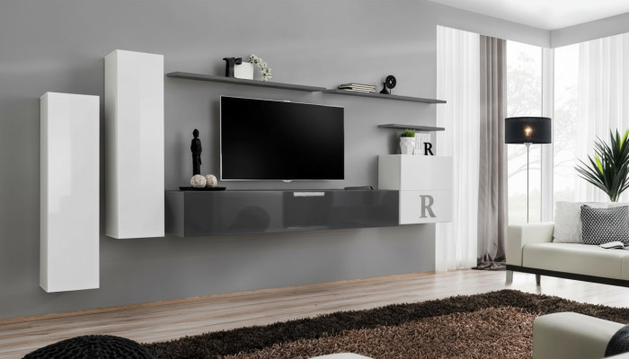 Set van 7 delen woonkamer tv-standaard kast wandmeubel hout modern meubels