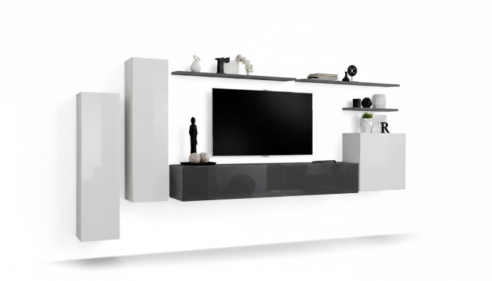 Set van 7 delen woonkamer tv-standaard kast wandmeubel hout modern meubels