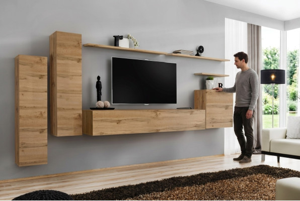 Bruine muur unit woonkamer meubels Modern wandplanken designer stijl Nieuwe tv-standaard