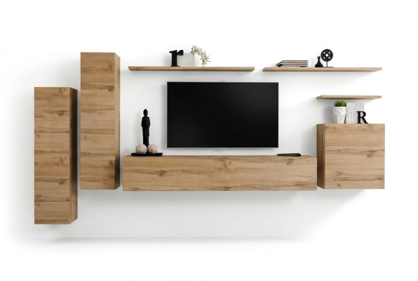 Bruine muur unit woonkamer meubels Modern wandplanken designer stijl Nieuwe tv-standaard
