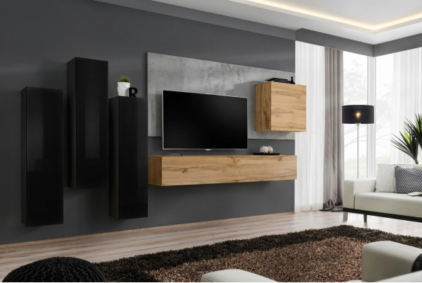 Zwart woonkamer compleet set dressoir RTV kast wandmeubel luxe meubels